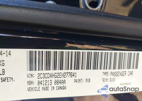 2014 Dodge Charger Sxt 100Th Anniversary из США, поврежденный, VIN 2C3CDXHG2EH277641